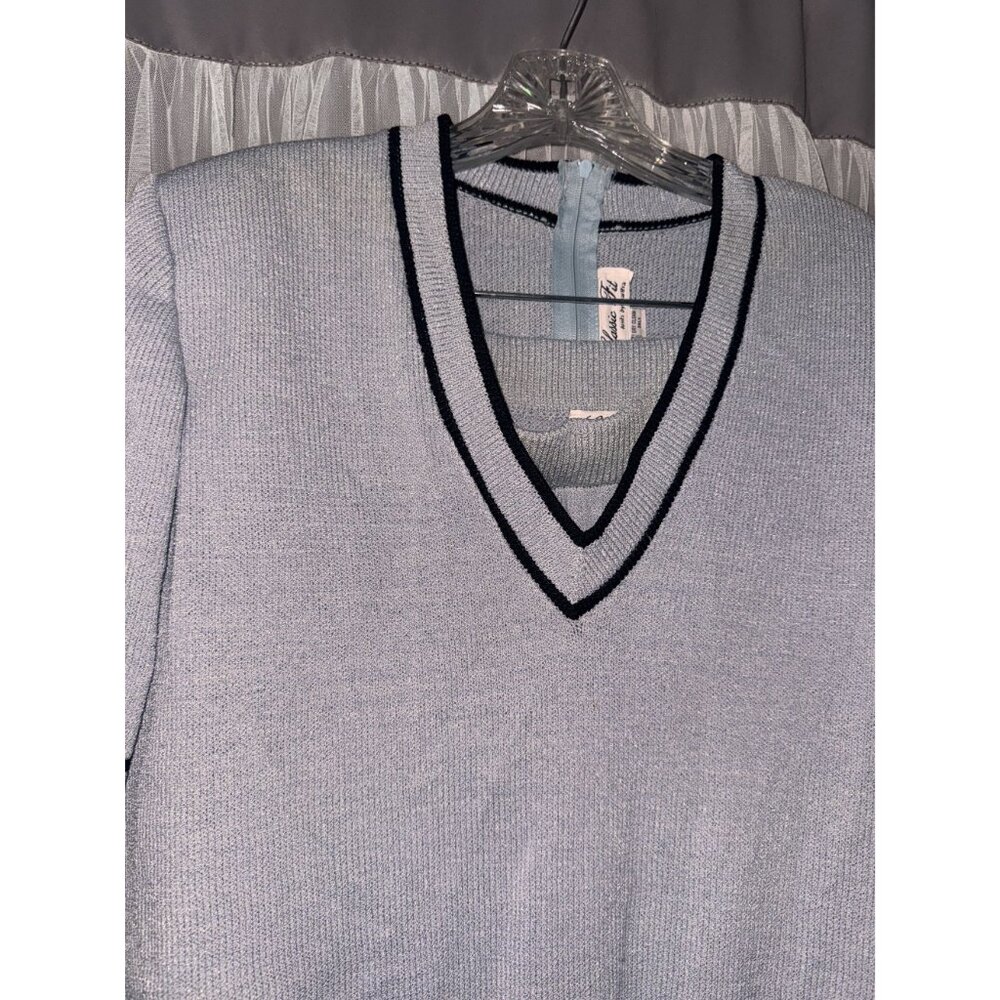 SIZE Large Vintage Classic Fit Womens Knit V-Neck Top & Elastic Waist Pants Set - Picture 5 of 9